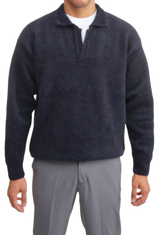 Mohair Polo Pullover – Black