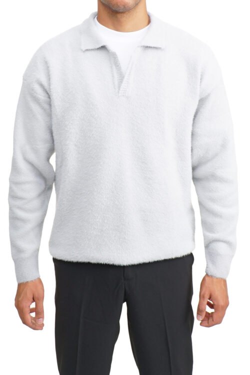 Mohair Polo Pullover–Grey