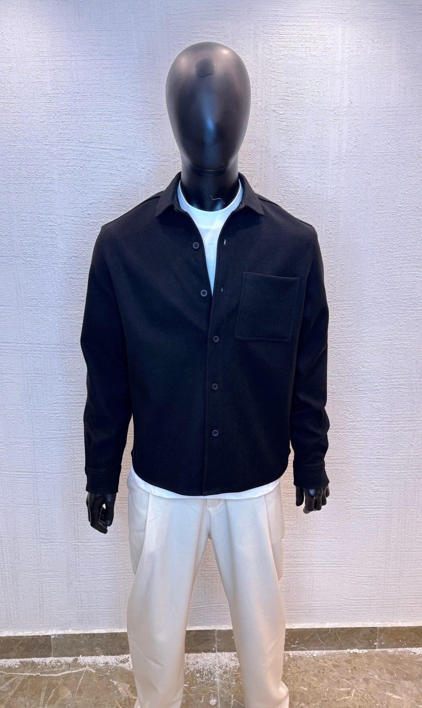 Shirt jacket -Black - Image 3