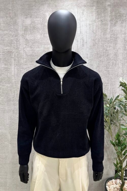Knitwear zipper pullover-Black
